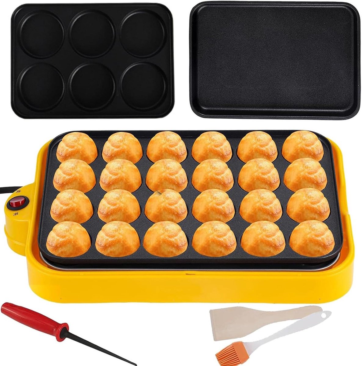 Elektrische Takoyaki Maker - Pancake Machine - Snacks Bereiden - Automatische Temperatuurregeling - 24 Gaten - Zwart