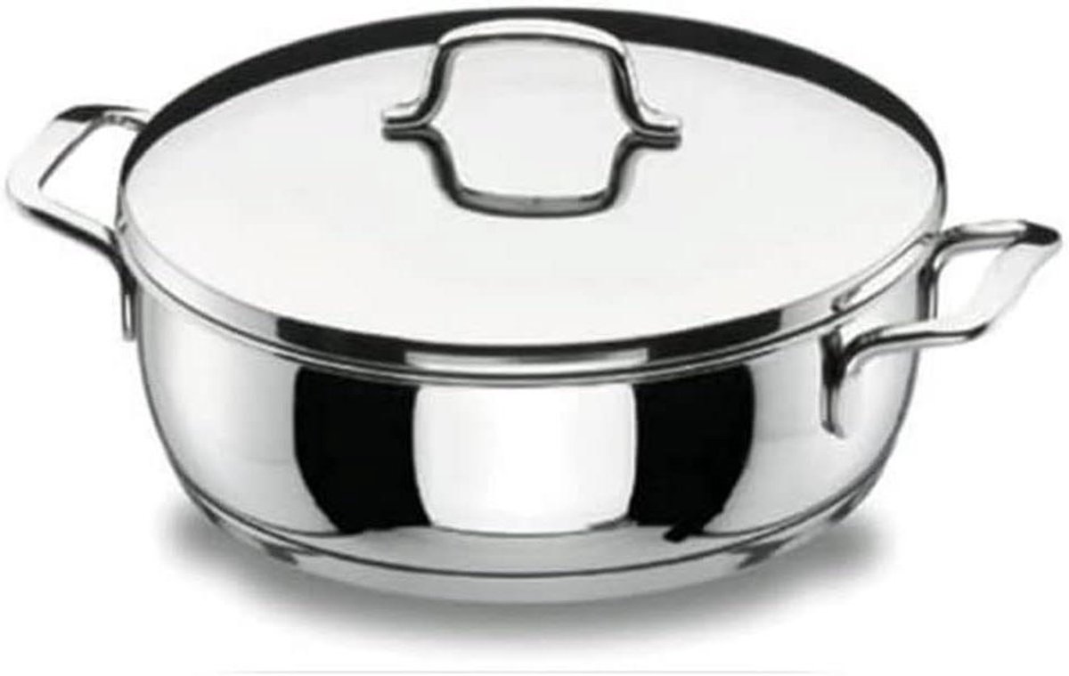 Gastronomische Lunchbox - Ronde Schotel - Eten Bereiden - 3-Laags Sandwich Bodem - 2.5 Liter - Zilver
