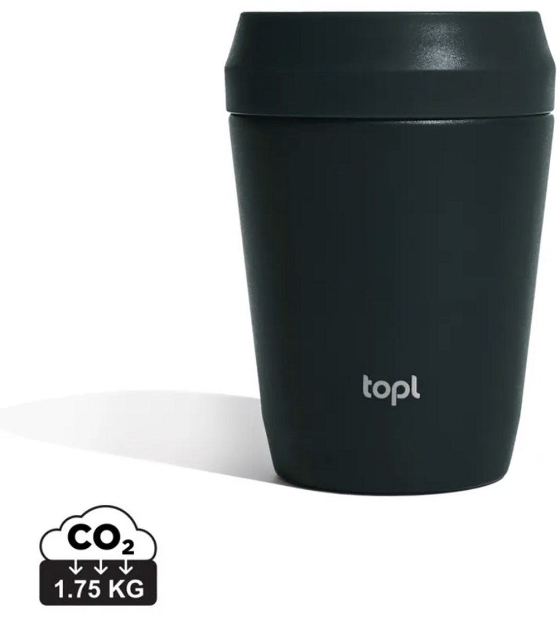 topl Reisbeker To Go Tumbler 8oz/235ml H133mm Zwart Charcoal Twist to open, drink 360 Patented Lid Made with RCS (Recycled Steel ) certified recycled materials and vacuum insulated Travel Mug Thermosbeker