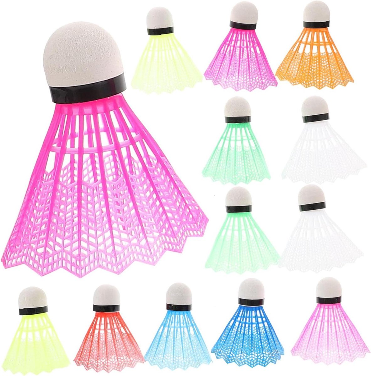 Badminton shuttles - Gekleurde ballen - Recreatief spel - Duurzaam plastic - 20 stuks - Gemengde kleuren