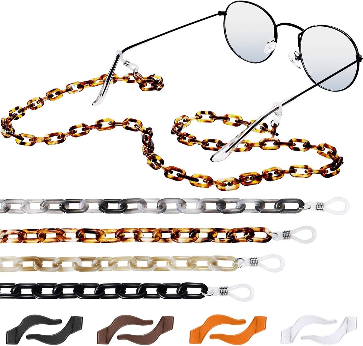 8 Pcs Glasses Non-Slip Belt Glasses Holder Necklace Silicone Glasses Non-Slip Hook - ShopVlot