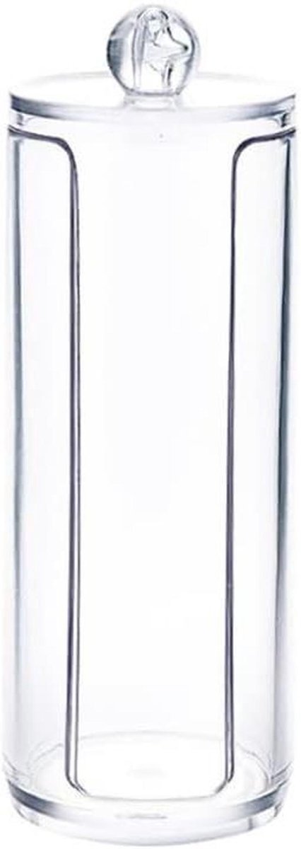 Wattenschijfjes Dispenser - Cosmetica Organizer - Make-up Opbergen - Met Deksel - 19.5 x 6.8 cm - Helder