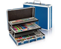 Tekendoos voor Kinderen en Volwassenen 139pcs met kleurpotloden en waskrijt - Schilderkisten - Stiften - Metalen Opbergkoffer