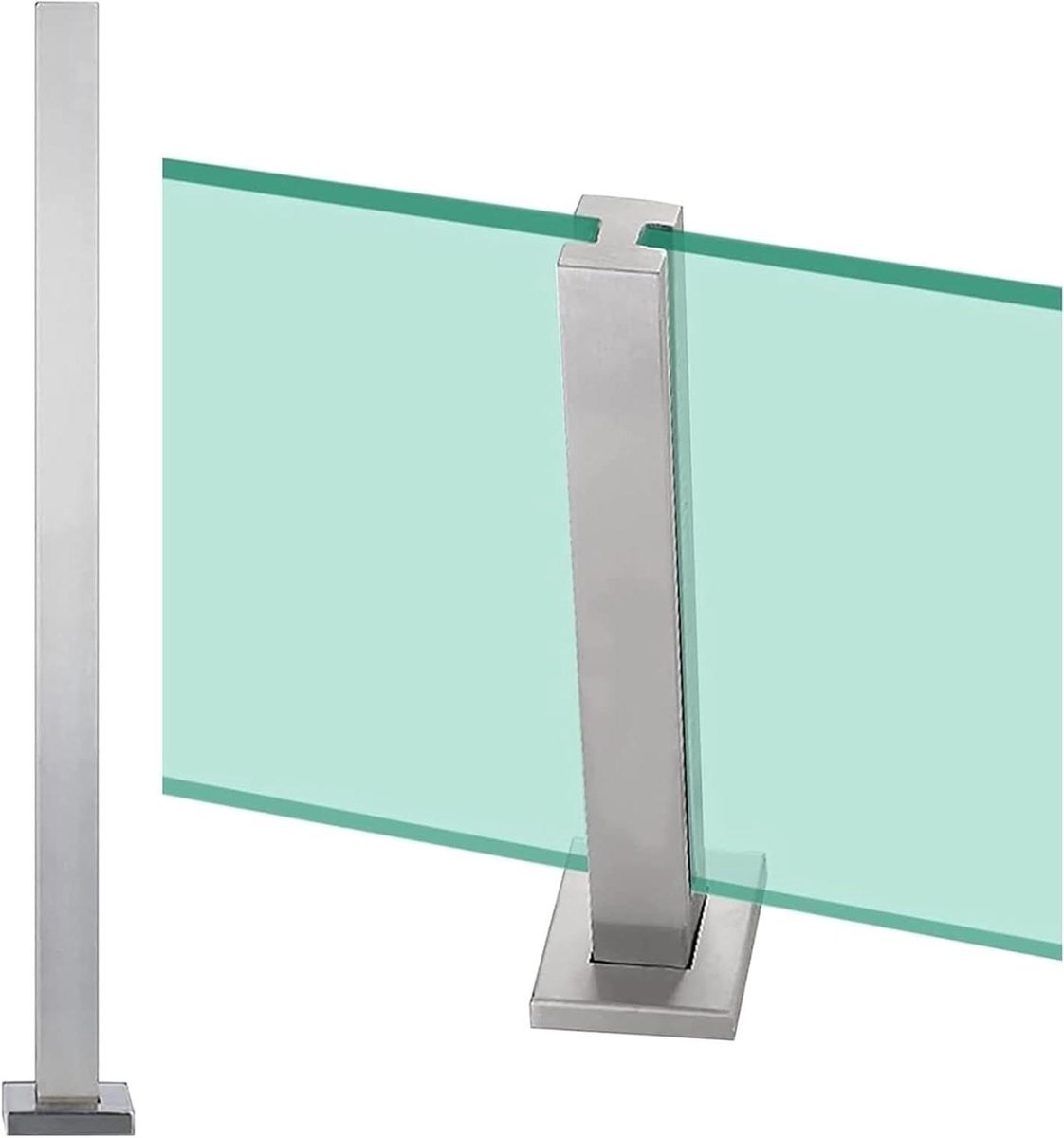 Glazen Balkon Palen - Balustrade Palen Glasklem Palen - Buitenruimte Verfraaien - Geen Boren Nodig - 65-105 cm - Zilver