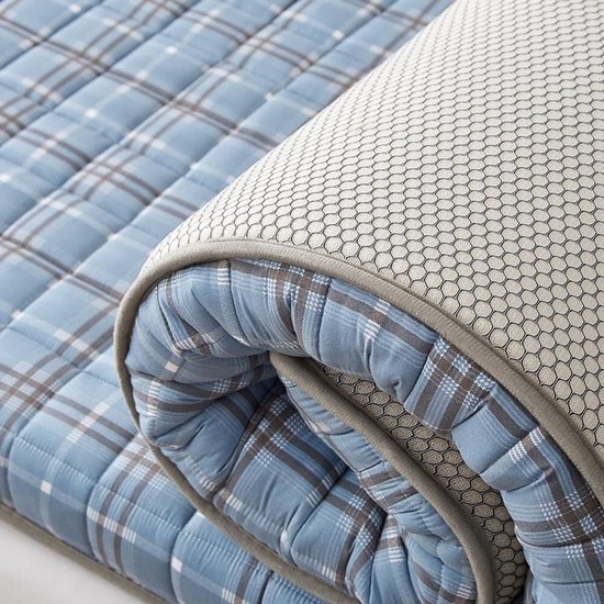 Katoenen Matras - Vloermatras Futon - Kamperen Reizen - Drukbestendig Anti-inzakkend - 90x200cm - Blauw — afbeelding 2