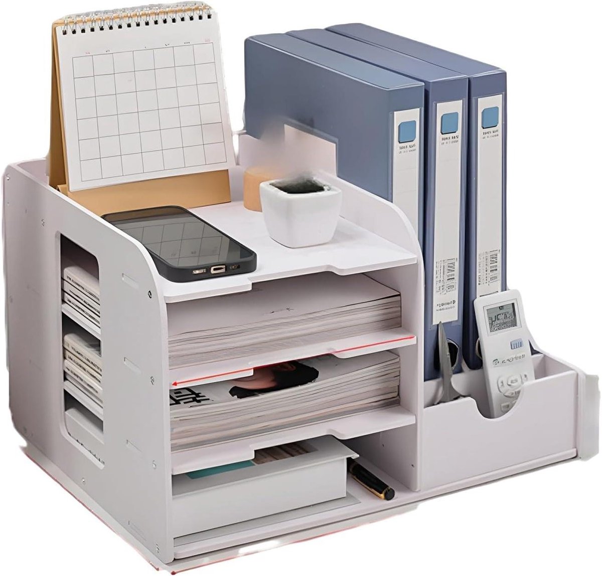 Papier Opslag Unit - Bureau Organizer - Bureau Opruimen - 7 Vakken - A3 Formaat - Wit