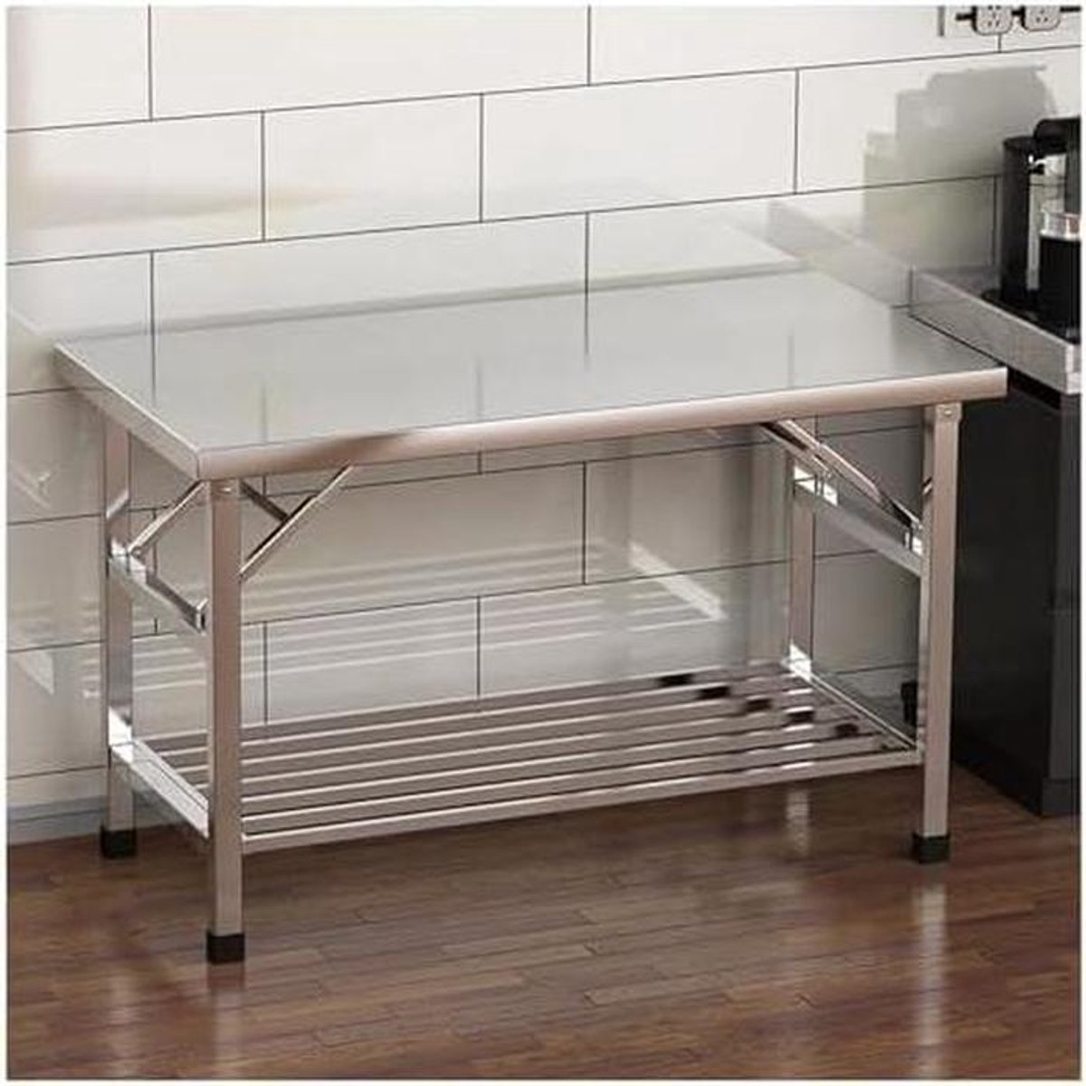 Roestvrijstalen Werktafel - Opvouwbare Werkbank - Keuken Voorbereiding - In Hoogte Verstelbaar - 100x80x55cm - Zilver