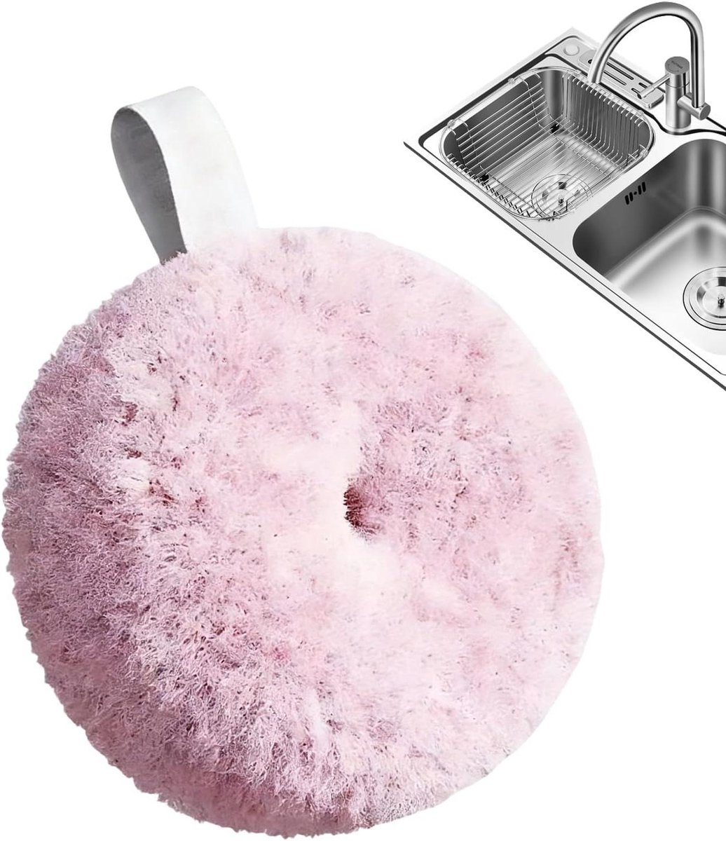Schuurborstel - Vlekken tool - Doucheglazen reinigen - Halfronde vorm - 12 cm - Roze