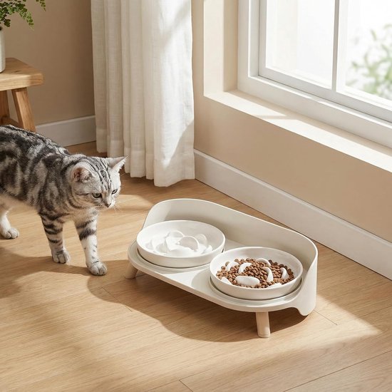 Verhoogde Voerbakstandaard voor Kleine en Middelgrote Honden en Katten - Geschikt voor Voedsel- en Waterbakken tot 15 cm - Comfortabel Eten en Drinken in Grijs — afbeelding 5