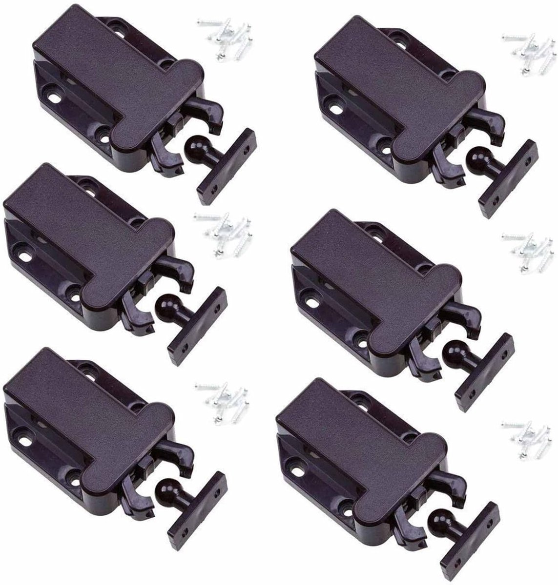 6X Drukknop Ontgrendelmechanisme voor Keukenkasten - Non-Magnetische Latch voor Kastdeuren en Lades, Eenvoudige Installatie en Gebruik