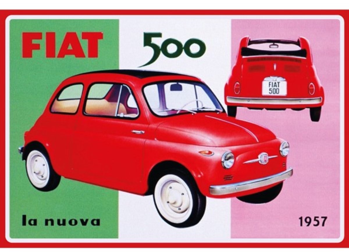Magneet Fiat 500 Italiaanse Vlag 6x8 cm – Retro Koelkastmagneet – Klassieke Italiaanse Auto – Vintage Decoratie – Koelkast Whiteboard Magneet – Cadeau Autoliefhebber – Fiat Fan – Verzamelaar