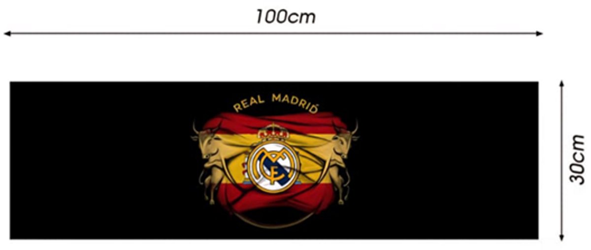 Spanje Sporthanddoek Zwart 100x30 cm - Hala Real Madrid - Fitness & Training