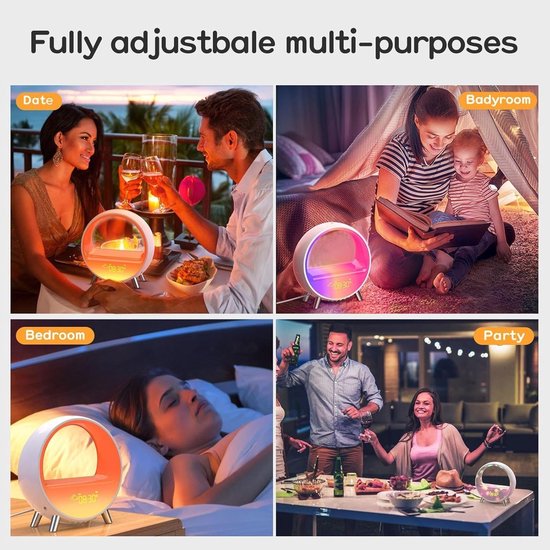 Wekker met Licht - Nachtlamp Klok - Ochtend Routine - Draadloos Laden - 1.0 Count - Wit — afbeelding 3