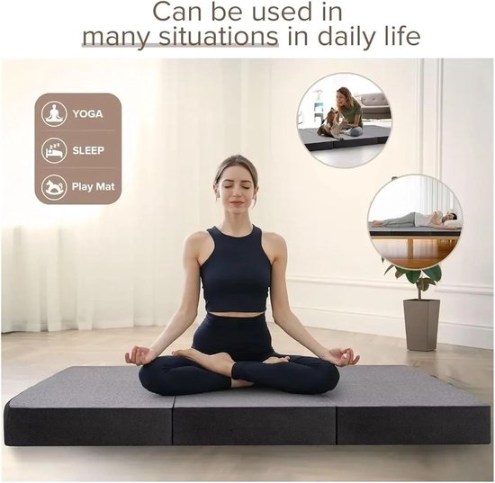 Vouwmatras Tweepersoons - Opvouwbaar Matras Gastenmatras - Comfortabel Slapen - Traagschuim Laag - 152 cm Dikte - Grijs — afbeelding 5