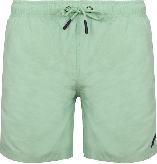 Maillot de bain vert clair avec cordon et détails marine.
