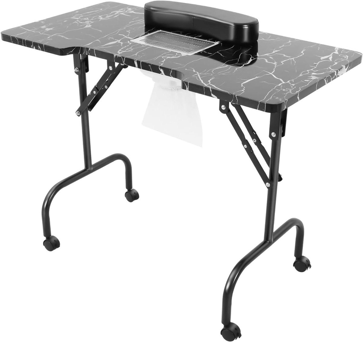 Manicure Tafel - Nageltafel Mobiel - Nagels Behandelen - Ingebouwde Afzuiging - 90x40x72 cm - Zwart Wit
