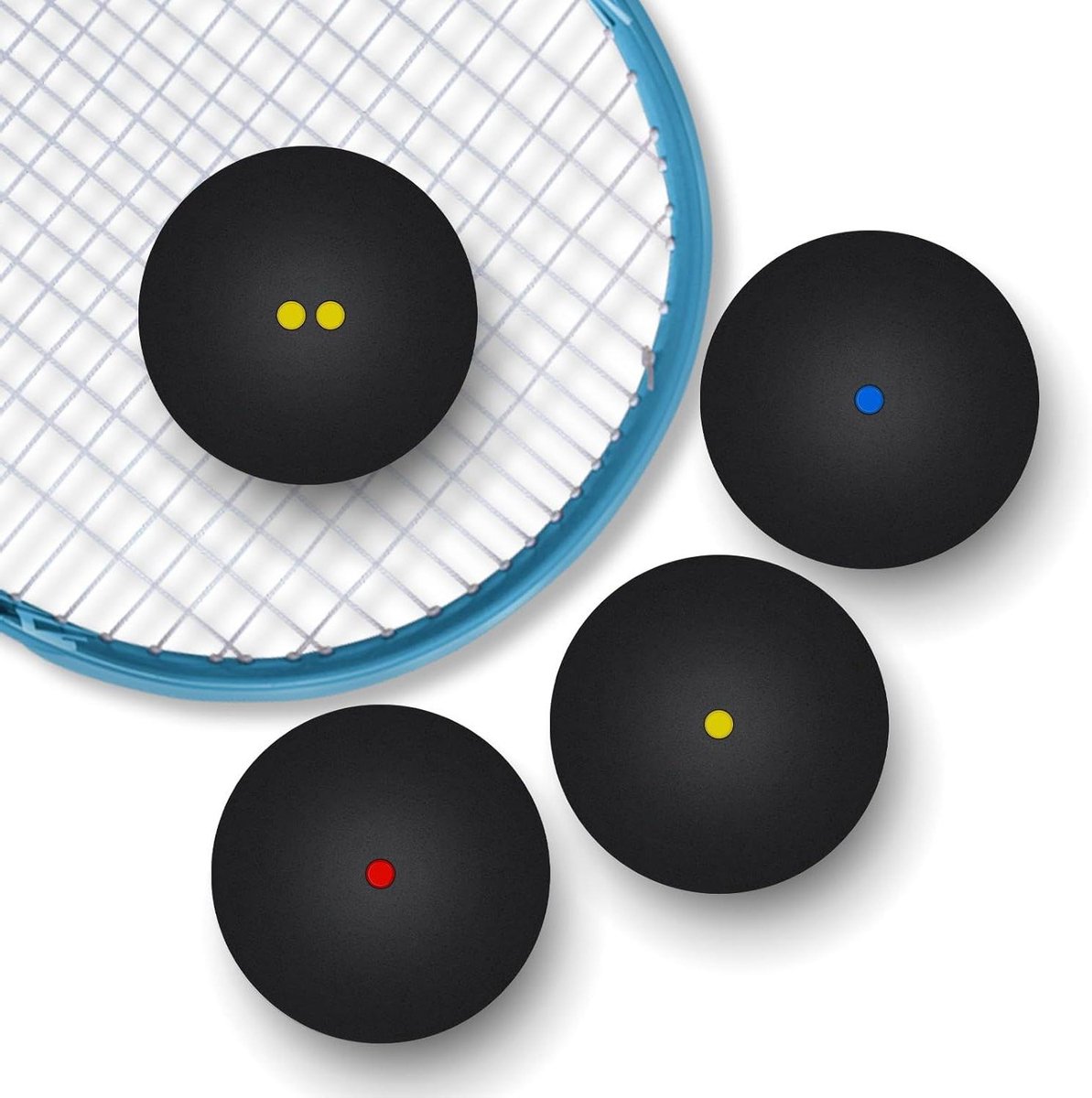 Squashballen 4 stuks - Racketsport ballen - Sporttraining - Zeer elastisch rubber - 4.50X4.50X4.50CM - Zwart