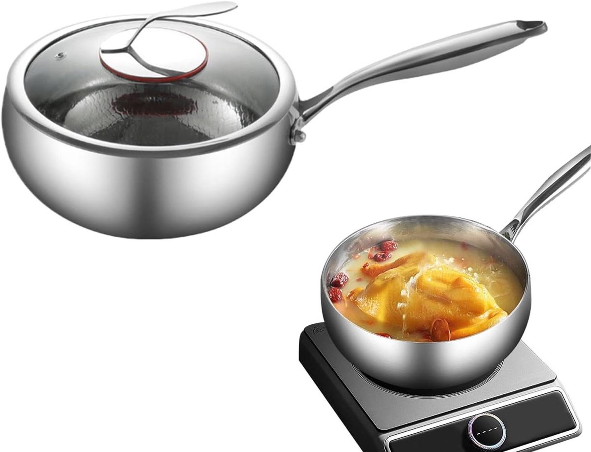 Wokpan met Deksel - Koekenpan Braadpan - Veelzijdig Koken - Titanium Anti-aanbaklaag - 24 cm - Zwart