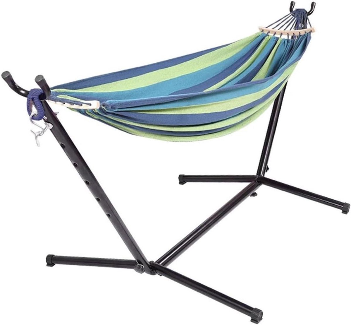 Hangmat Met Standaard - Draagbare Schommel - Ontspannen Buiten - Verstelbaar Frame - 350 kg Draagvermogen - Blauw