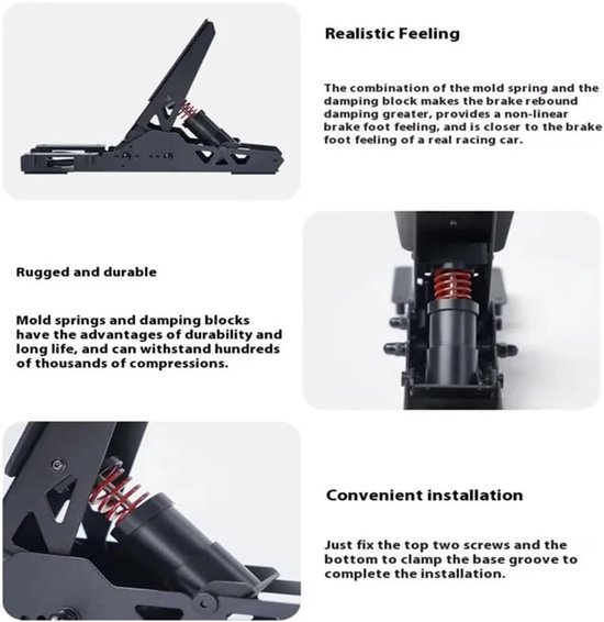 Race Pedal Upgrade Kit - Remblok Set - Simulator Rijden - Verbeterde Remweerstand - Standaard Afmetingen - Zwart — afbeelding 4