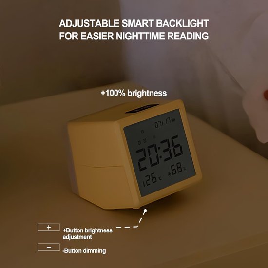 Kinderwekker LED Display - Nachtlamp Klok - Kinderen Wakker Maken - Speelse Ochtendroutine - 10W cm - Licht Geel — afbeelding 2