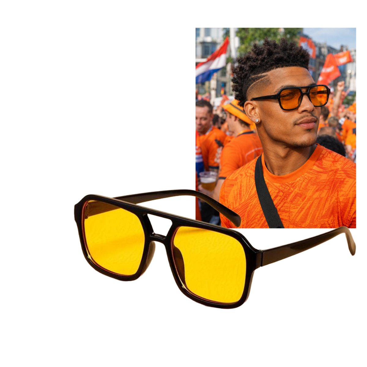 Wimpel Collection | Aviator Zonnebril Oranje Glazen | Unisex | WK 2026 & Koningsdag