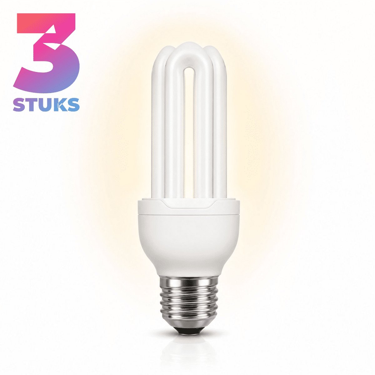 3x Stick Spaarlamp E27 - 18W - Daglicht (6400K) - 900 lm - 10 jaar - Niet Dimbaar