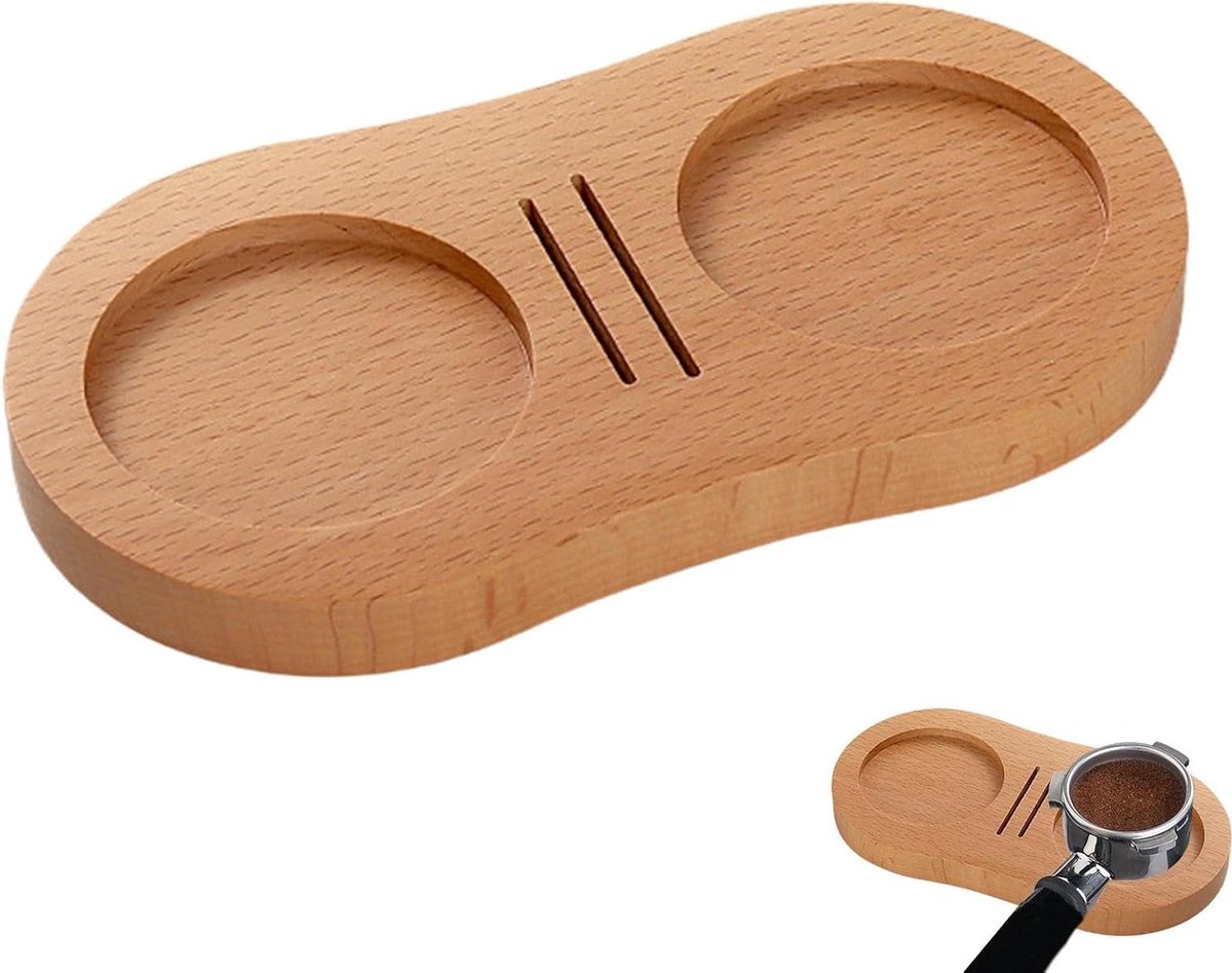 Espresso Tamper Mat - Koffie Drukkussen Hout - Koffie Bereiden - Antislip Ontwerp - 17 cm Diameter - Beuken