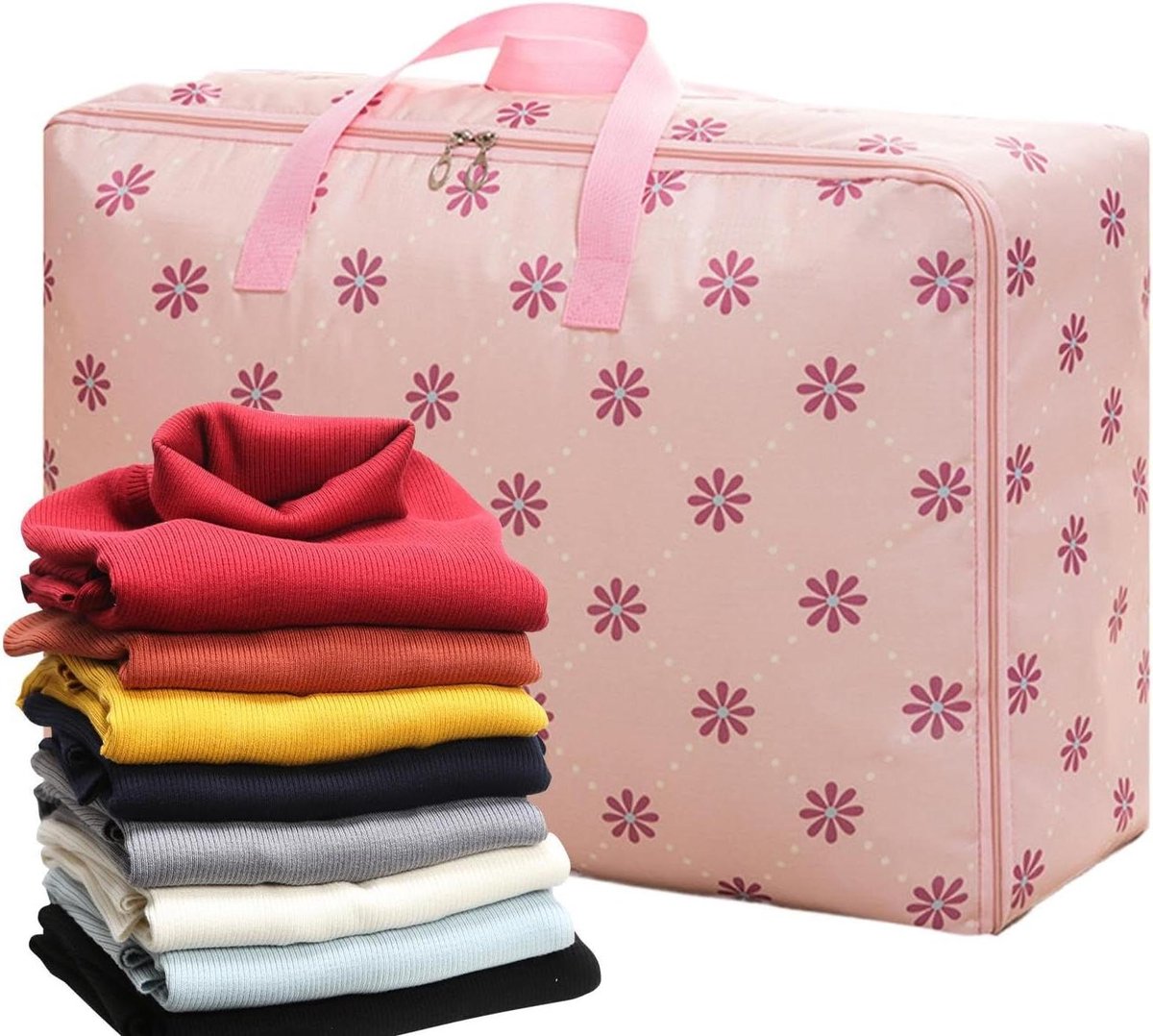 Opbergzak Dekbed - Kleding Opberger - Ruimte Besparen - Versterkte Constructie - 55x33x20 cm - Roze Zon
