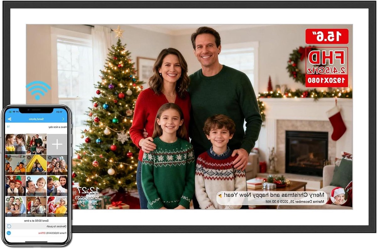 Digitale Fotolijst - Wifi Fotolijst - Foto's Delen - Full HD IPS Touchscreen - 15.6 inch - Zwart