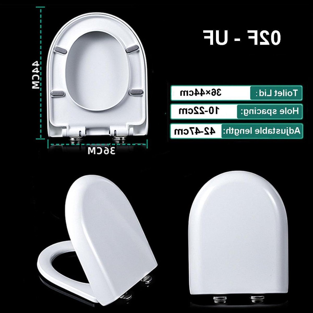 D-vormige toiletbril - Zachte sluiting snel reinigbaar - Badkamer upgraden - Verstelbaar scharnier - 42-48 cm - Wit