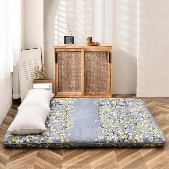 Tatami Matras - Vloermatras Futon - Comfortabel Slapen - Inklapbaar Ontwerp - 135x200 cm - Blauw — afbeelding 3