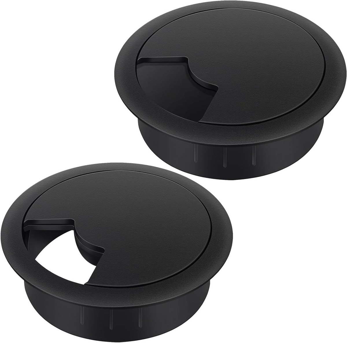Kabelgeleider voor bureau, 60 mm, plastic, zwart, set van 2 - Organiseer je kabels efficiënt en stijlvol