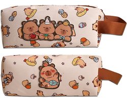 SnelShoppen - Capibara Pennenzak Set van 2, Kawaii Capybara Design, Duurzaam Canvas, Perfect voor Schoolspullen, Kantoor, Universiteit, Voor Tieners e