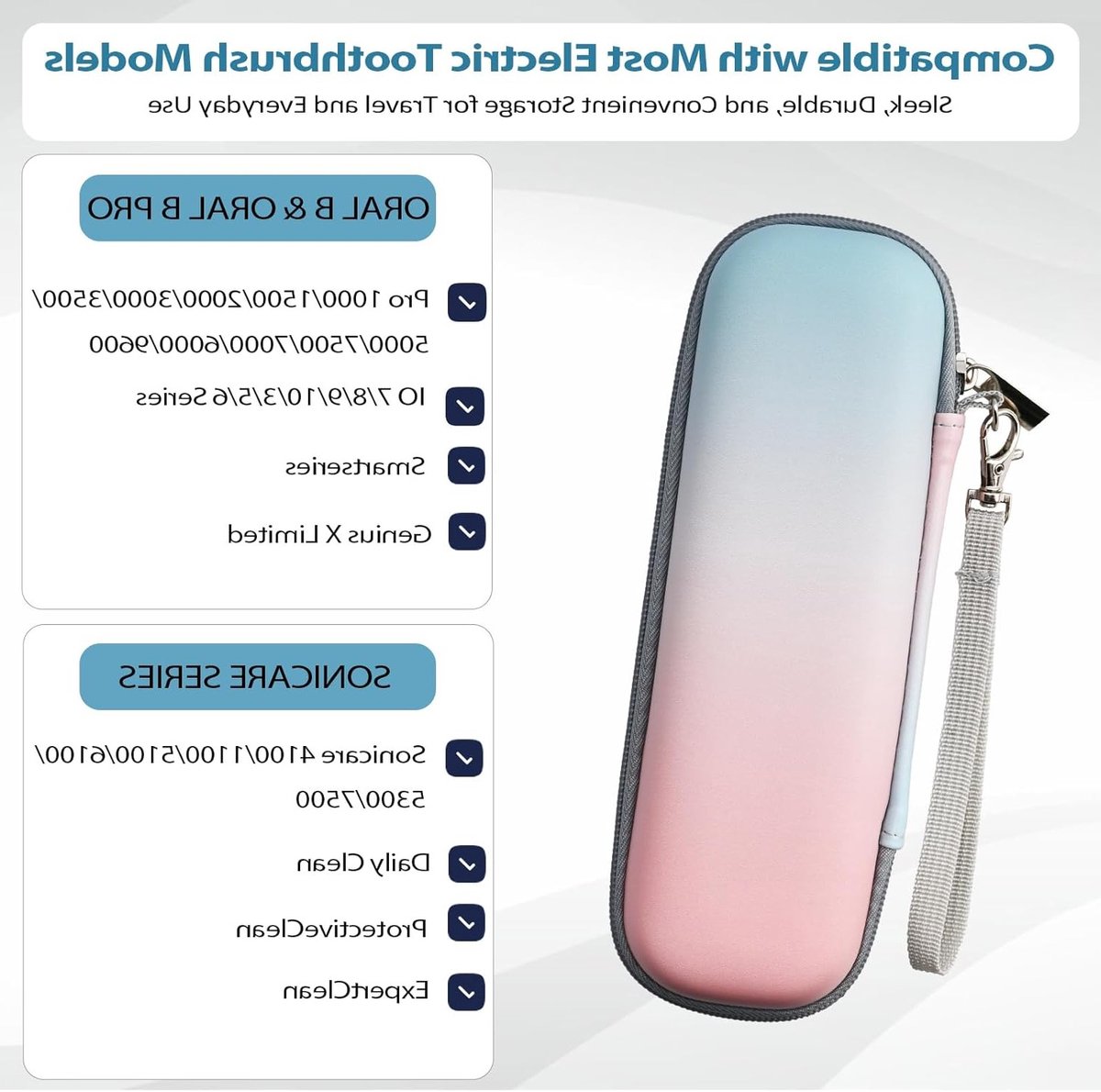 Draagbare opbergdoos voor elektrische tandenborstels, hard reisetui voor bescherming en organisatie, geschikt voor Oral B en Philips Sonicare (Zilver + Gradient) — afbeelding 6