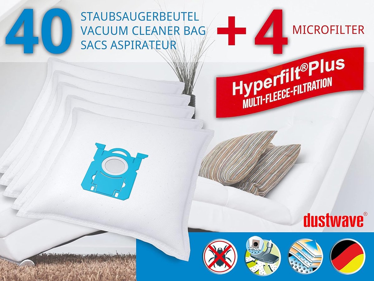 Stofzuigerzakken - Stofzakken Vlieszakken - Stofvrij Huis - Meerlaags Microvlies - 40 stuks - Wit