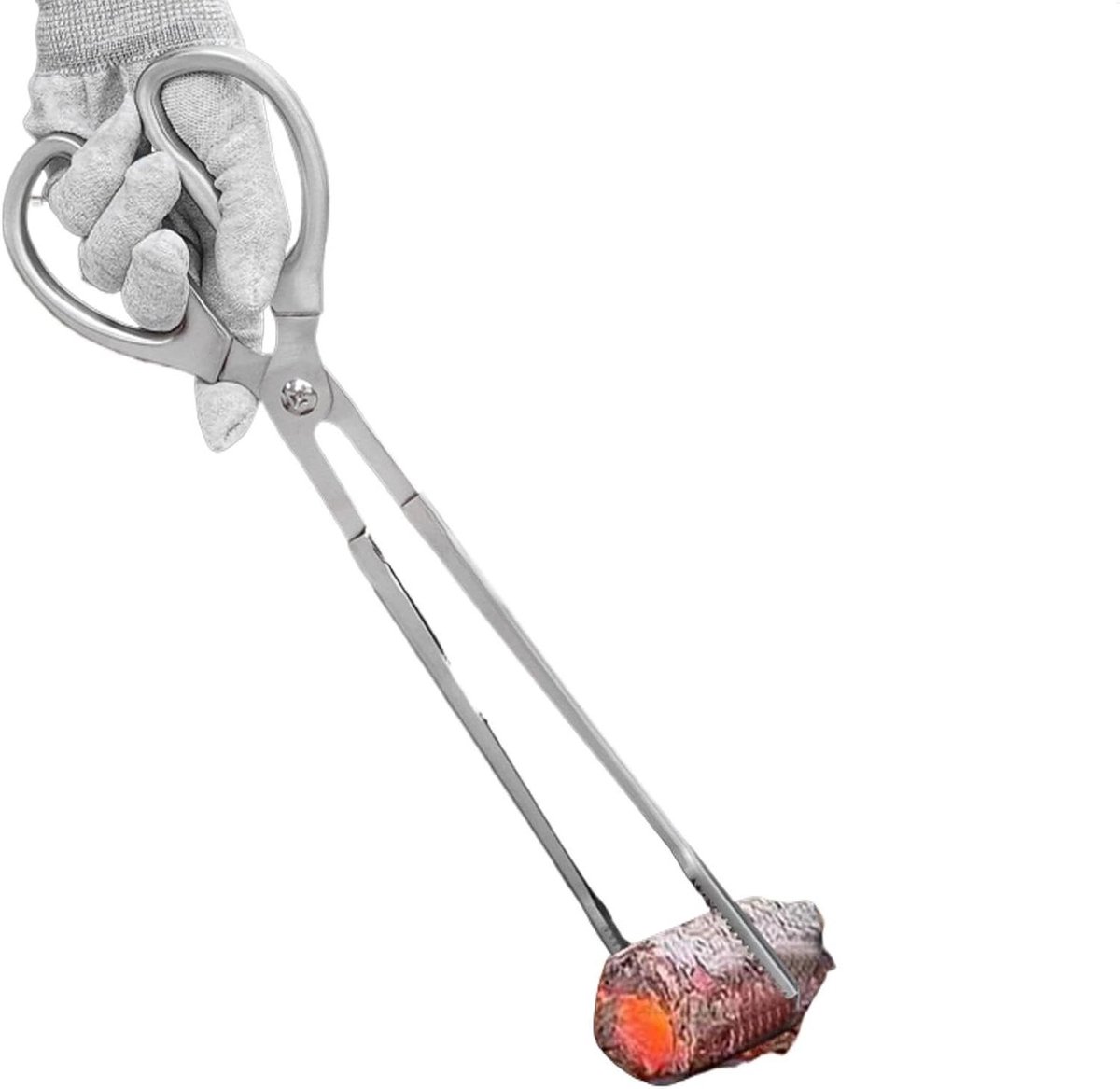 Vuurtang Haardhout - Brandhoutgrijper Tang - Kampvuur Maken - Dubbelzijdig Gekarteld - 38.5 cm - Zwart