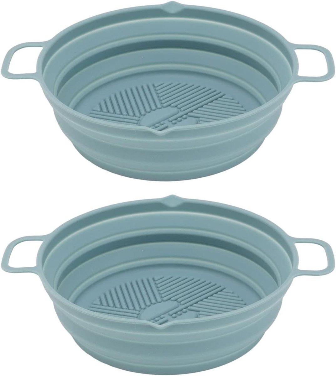 Friteuse Siliconen Voering - Herbruikbare Pot - Lucht Frituren - Opvouwbaar Spatwaterdicht - 2 Stuks 23cm - Blauw