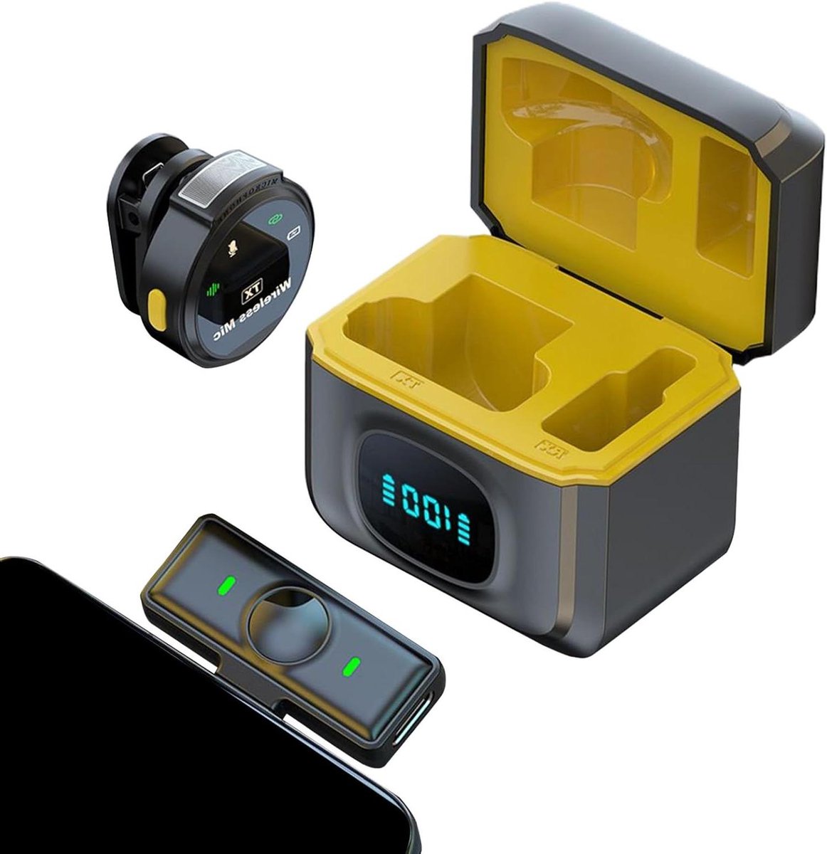 Draadloze Microfoon - Magnetische Klem - Video Maken - 12 Uur Batterij - Compact Formaat - Zwart
