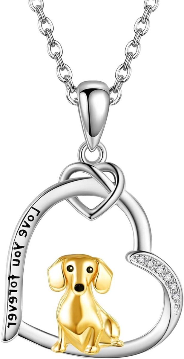 Dog Necklace 925 Sterling Silver with Dachshund/Corgi/Schnauzer/Gold Retriever/Poodle/Yorkshire Terrier/Shih Tzu/Dachshunds Pendant Dog Jewelry Birthday Gift for Women