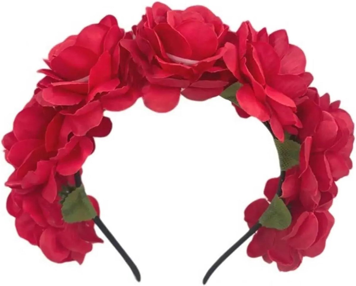 Nepbloemen Kroon - Bloemen Hoofdband - Feestelijk Accessoire - Levensechte Bloemen - 20 cm Diameter - Kleurrijk
