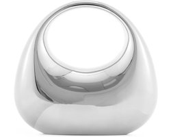 EVEOUT Women Acrylic Clutch Bag Metallic Color Mini Handbag with Handle Curved Hollow Shape Evening Bag for Wedding Party Prom, siliver