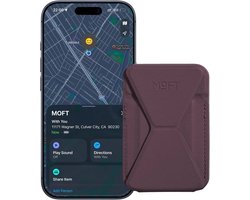 MOFT Traceerbare Magnetische Kaarthouder - Met Apple Find My - Wallet Compatibel met MagSafe - Pasjeshouder met Standaard - Vegan Leer - Portemonnee 2 Pasjes - Paars