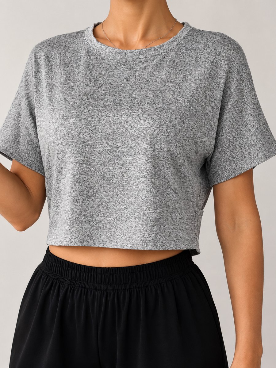 SparkNine Flow sporttop - sport t-shirt - L - grijs - open rug - stijlvol & ademend - losse pasvorm - fitness top