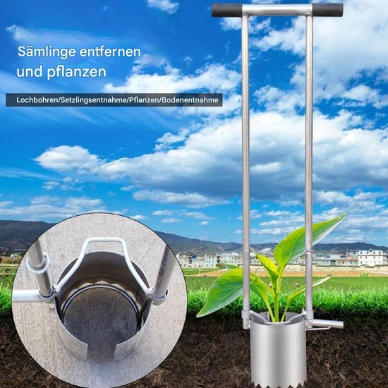 Bloembollenplanter - Tuinplanter Zaailing - Planten Bollen - Lange steel - 12 cm diameter - Roestvrij staal — afbeelding 4