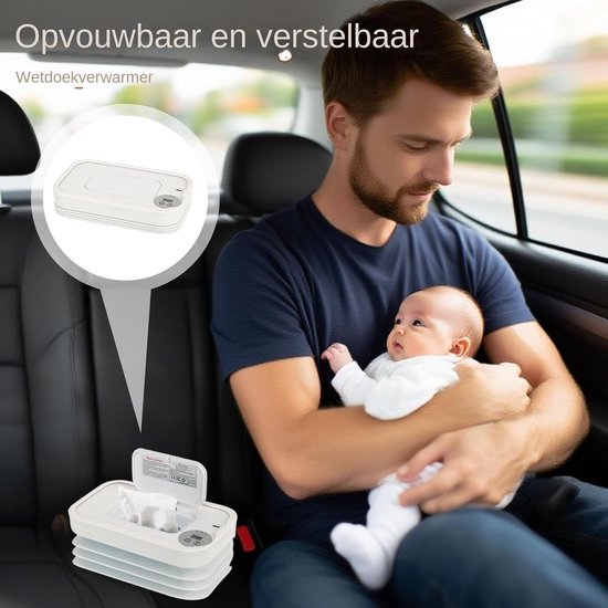 Baby Doekjes Warmer - Billendoekjes Warmer Dispenser - Reizen met Baby - Snelle Verwarming 4 Minuten - Opvouwbaar Compact - Wit — afbeelding 3