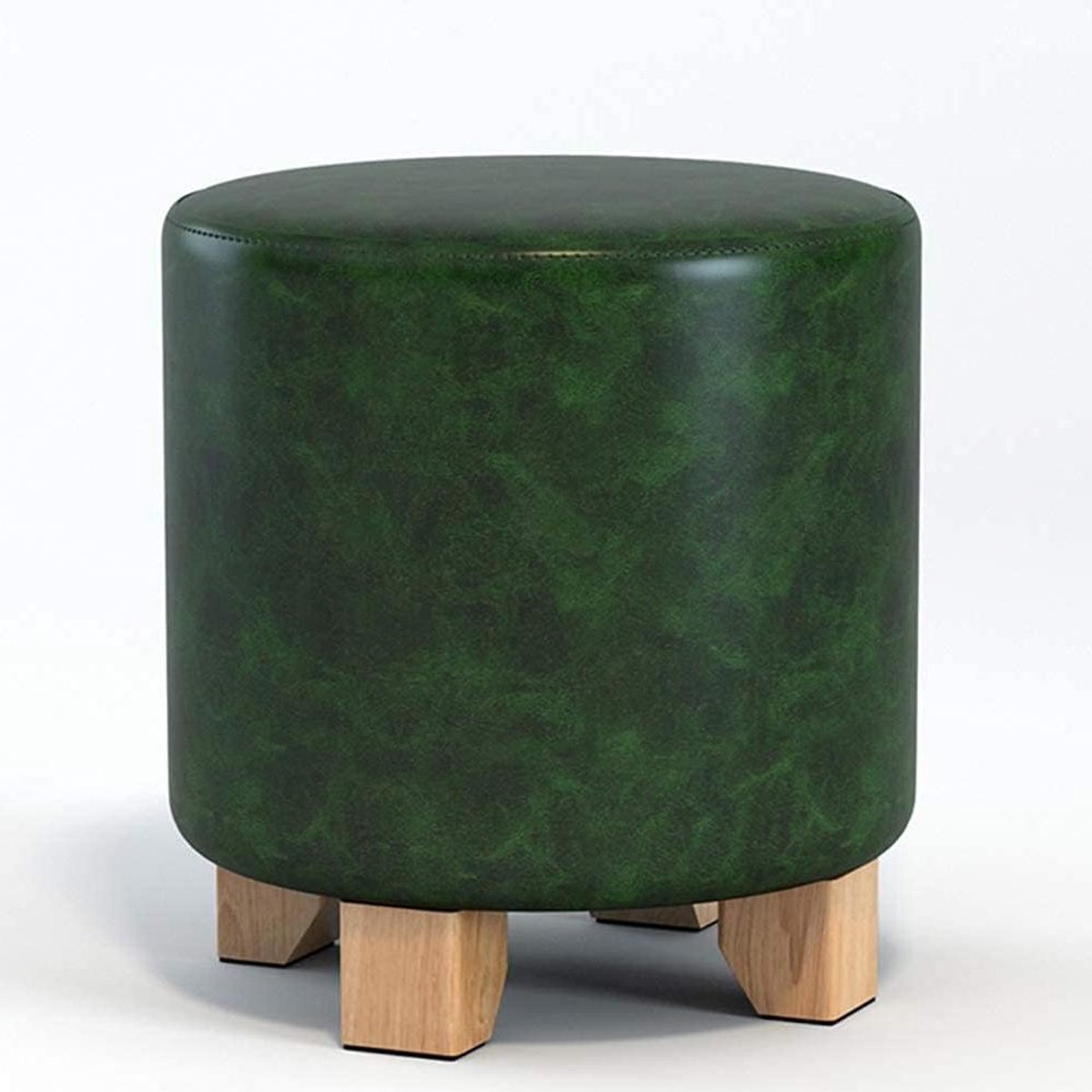 Houten Ottomaanse Poef - Voetbankje Salontafel - Ontspannen Zitten - Massief Houten Frame - 29x29x30cm - Groen