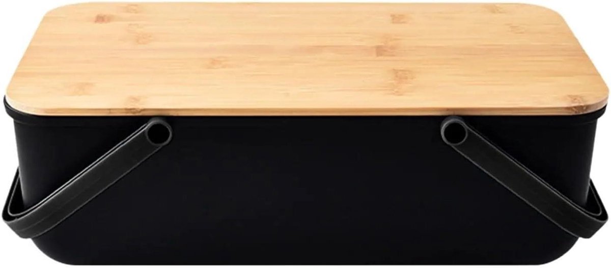 Broodtrommel - Opslag Container - Brood Vers Houden - Grote Opslagcapaciteit - 37.3 x 21 x 13 cm - Zwart