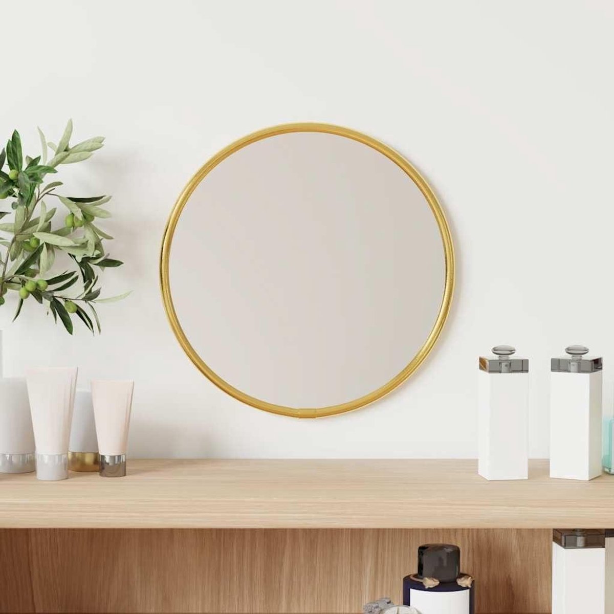 Wandspiegel Rond - Make-up spiegel - Interieur Decoratie - PVC Frame - Ø 20 cm - Goud