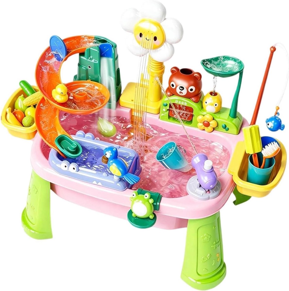 Water Speeltafel - Kindertafel - Buitenspelen - Elektrische Kraan - 45x15x33.5 cm - Roze